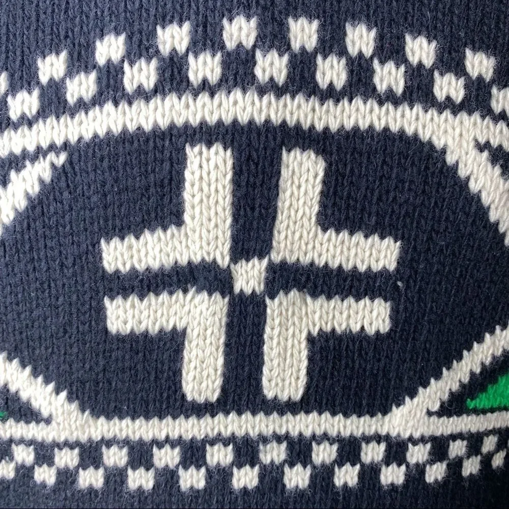 Polo Ralph Lauren Black & Green Multi Geometric Shawl Collar Sweater
